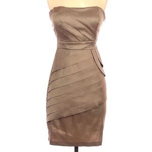 Max and Cleo Taupe satin cocktail dress, Size 4. EUC.